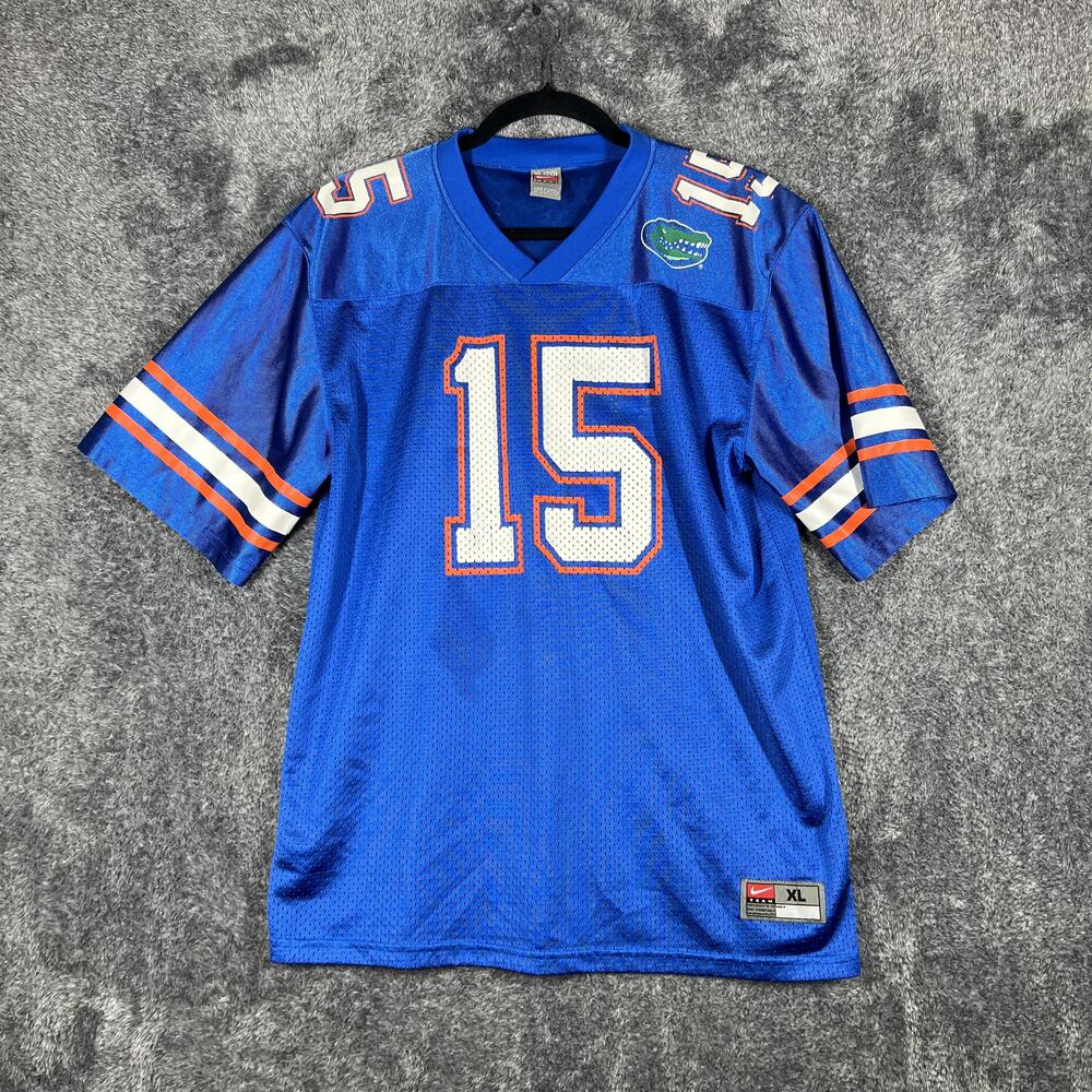 Florida Gators Tim Tebow Jersey Youth XL (20) Blue Football Mesh V-Neck 15 Patch